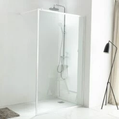 Paroi De Douche Fixe 100 Ou 120 Cm, Blanc Mat, Indus 2 White