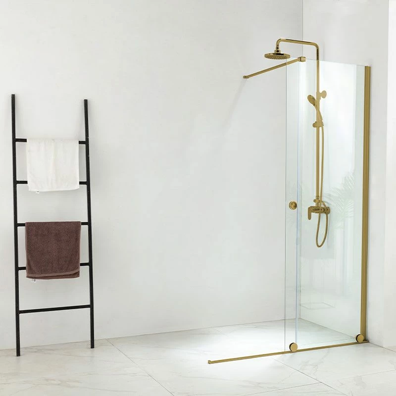 Paroi De Douche 120 Ou 140 Cm, Fixe + Porte Coulissante, Profilé Doré Brossé, Arca 4 Paroi De Douche 120 Ou 140 Cm, Fixe + Porte Coulissante, Profilé Doré Brossé, Arca – Image 2