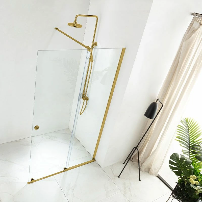 Paroi De Douche 120 Ou 140 Cm, Fixe + Porte Coulissante, Profilé Doré Brossé, Arca 5 Paroi De Douche 120 Ou 140 Cm, Fixe + Porte Coulissante, Profilé Doré Brossé, Arca – Image 3