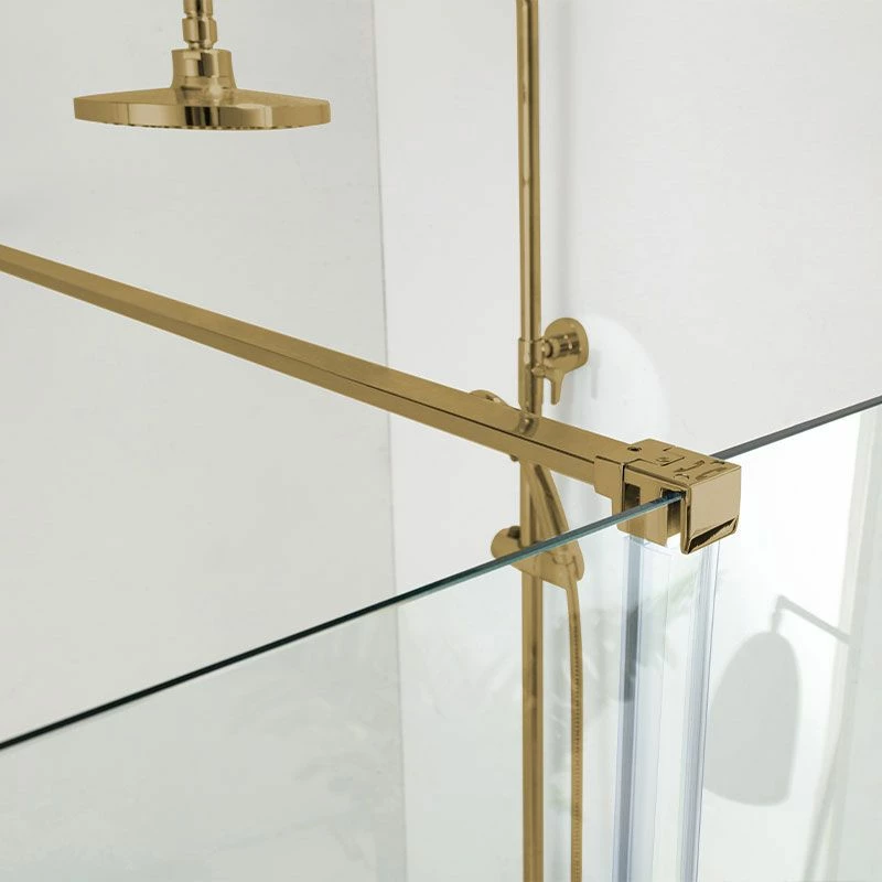 Paroi De Douche 120 Ou 140 Cm, Fixe + Porte Coulissante, Profilé Doré Brossé, Arca 6 Paroi De Douche 120 Ou 140 Cm, Fixe + Porte Coulissante, Profilé Doré Brossé, Arca – Image 4