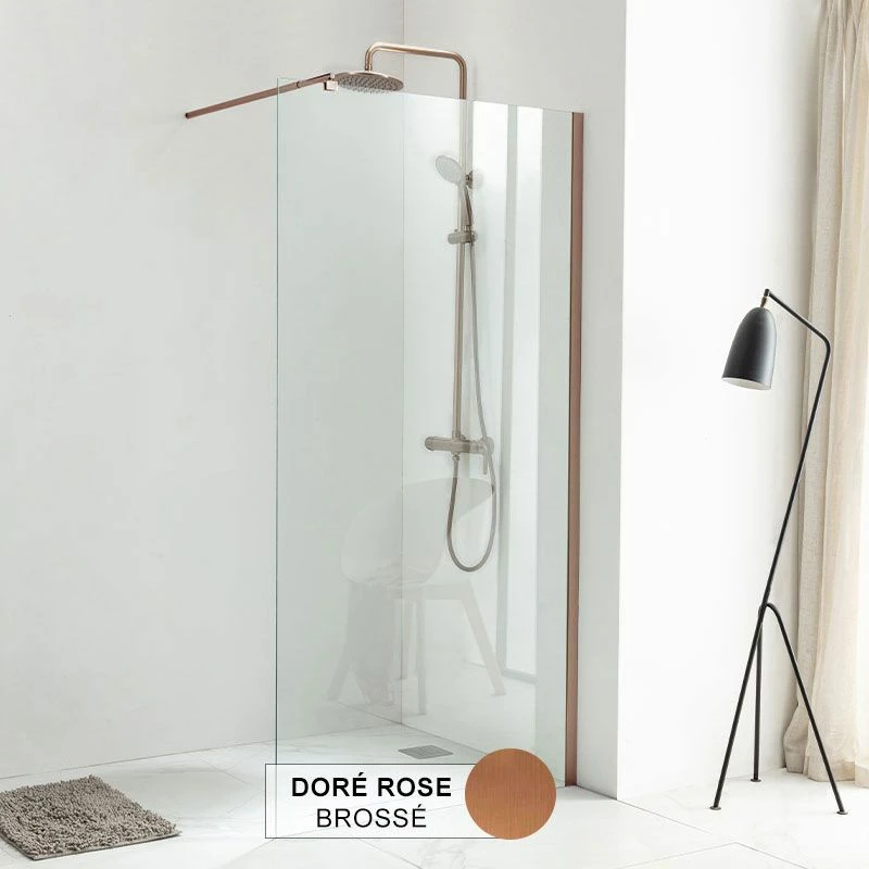 Paroi De Douche Fixe 60 à 160 Cm, Profilé Doré Rose Brossé, Altea 4 Paroi De Douche Fixe 60 à 160 Cm, Profilé Doré Rose Brossé, Altea – Image 2