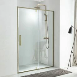 Paroi De Douche Pivotante 120 Ou 140 Cm, Avec Partie Fixe, Doré Brossé, Arena