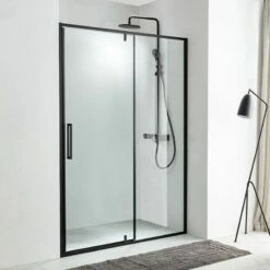 Paroi De Douche Pivotante 120 Ou 140 Cm, Avec Partie Fixe, Noir Mat, Arena Black