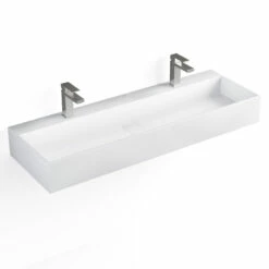 Plan Vasque Salle De Bain Suspendu Mineral 120,5x40 Cm, Matière Composite