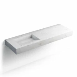 Pierre Calacatta, Plan Vasque Salle De Bain Suspendu 141x46 Cm, Vasque Gauche Ou Droite