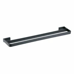 Porte-serviette Double Barre, Noir Mat, Qube