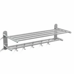 Rack Porte-serviettes Inox Brossé Et Crochets, Steel