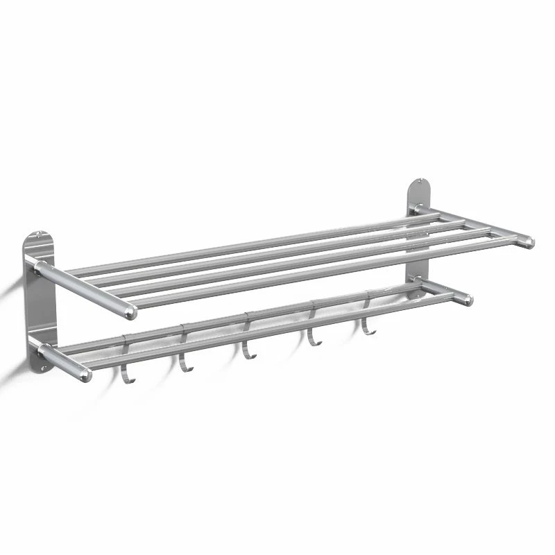 Rack Porte-serviettes Inox Brossé Et Crochets, Steel 3 Rack Porte-serviettes Inox Brossé Et Crochets, Steel