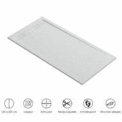 Receveur De Douche 100x120, 140, 160 Ou 200 Cm. Grille Blanche, Composite Blanc, Jungle