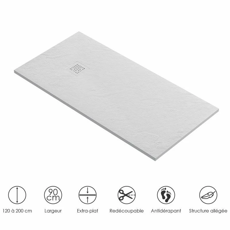 Receveur De Douche 90x120, 140, 160 Ou 200 Cm. Grille Blanche, Composite Blanc, Fjord 3 Receveur De Douche 90x120, 140, 160 Ou 200 Cm. Grille Blanche, Composite Blanc, Fjord