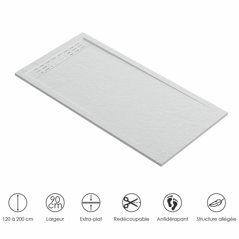 Receveur De Douche 90x120, 140, 160 Ou 200 Cm. Grille Blanche, Composite Blanc, Jungle 3 Receveur De Douche 90x120, 140, 160 Ou 200 Cm. Grille Blanche, Composite Blanc, Jungle
