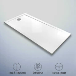 Receveur De Douche 80x150, 160, 170 Ou 180 Cm, Acrylique, Bora
