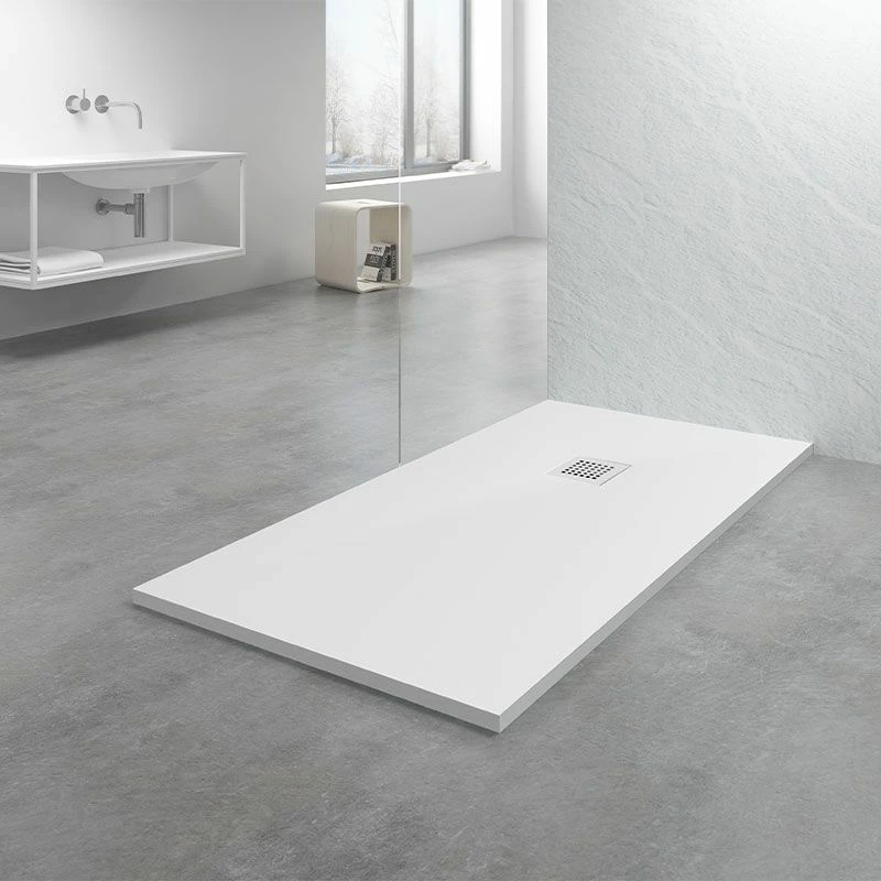 Receveur De Douche 70x100 Ou 140 Cm. Grille Blanche, Solid Surface Blanc, Toscane 6 Receveur De Douche 70x100 Ou 140 Cm. Grille Blanche, Solid Surface Blanc, Toscane – Image 4