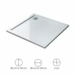 Receveur De Douche 80x80, 90x90 Ou 100x100 Cm, Acrylique, Oz