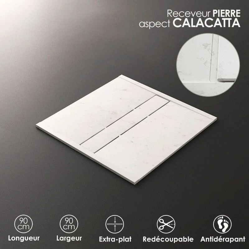 Receveur De Douche Calacata, 90x90 Cm, Apolo Central 9 Receveur De Douche Calacata, 90x90 Cm, Apolo Central – Image 7