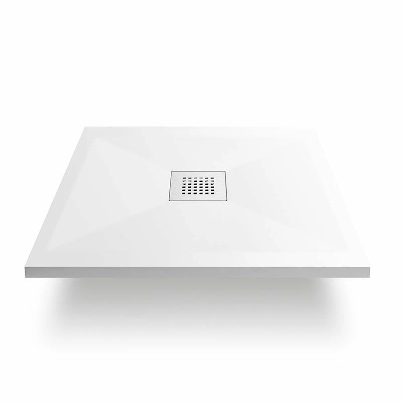 Receveur De Douche Carré 70, 80, 90 Ou 100 Cm. Grille Blanche, Solid Surface Blanc, Toscane 5 Receveur De Douche Carré 70, 80, 90 Ou 100 Cm. Grille Blanche, Solid Surface Blanc, Toscane – Image 3