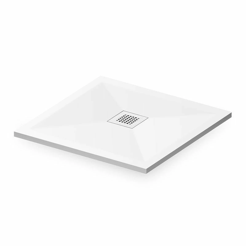 Receveur De Douche Carré 70, 80, 90 Ou 100 Cm. Grille Blanche, Solid Surface Blanc, Toscane 7 Receveur De Douche Carré 70, 80, 90 Ou 100 Cm. Grille Blanche, Solid Surface Blanc, Toscane – Image 5