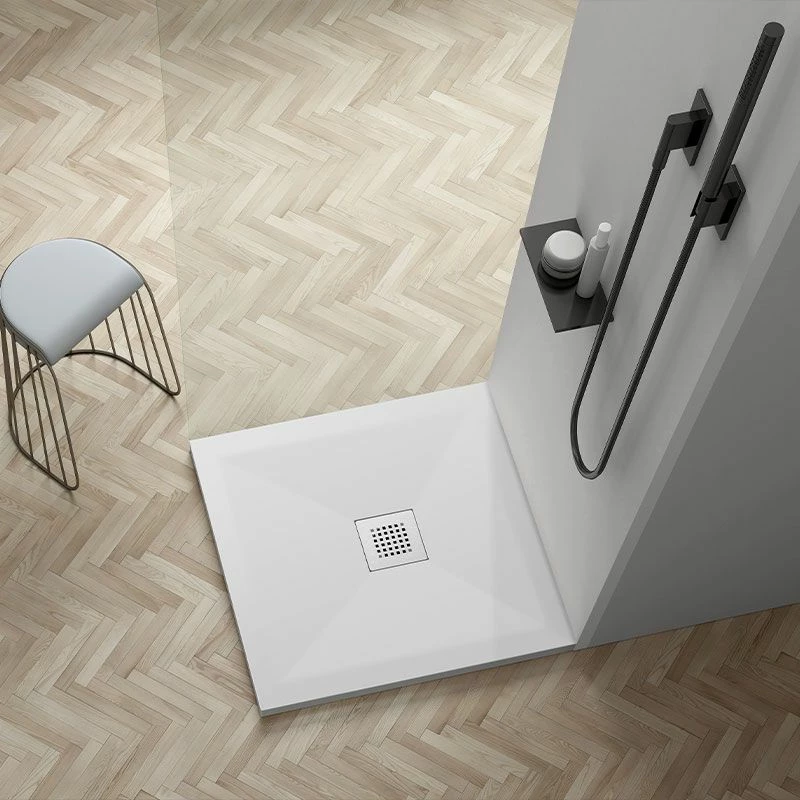 Receveur De Douche Carré 70, 80, 90 Ou 100 Cm. Grille Blanche, Solid Surface Blanc, Toscane 8 Receveur De Douche Carré 70, 80, 90 Ou 100 Cm. Grille Blanche, Solid Surface Blanc, Toscane – Image 6