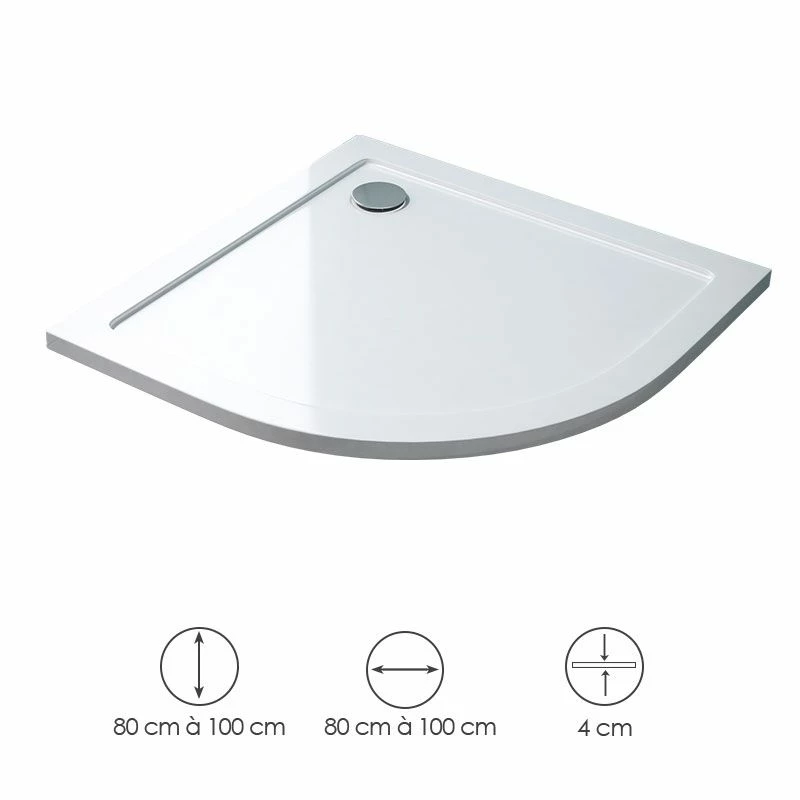 Receveur De Douche Rond 80x80, 90x90 Ou 100x100 Cm, Acrylique, Oz 3 Receveur De Douche Rond 80x80, 90x90 Ou 100x100 Cm, Acrylique, Oz