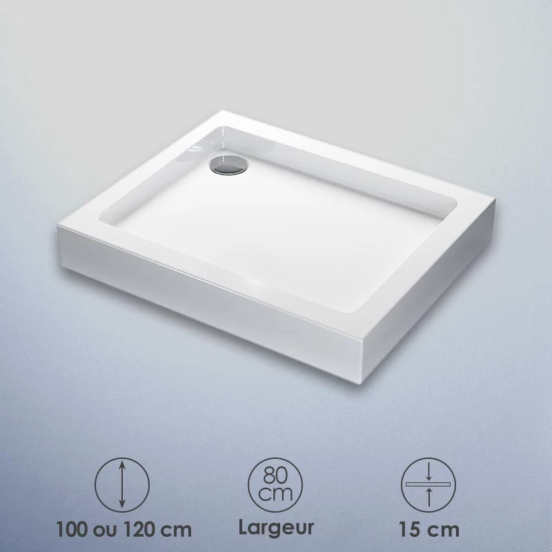 Receveur De Douche Surélevé Rectangulaire 100x80 Ou 120x80 Cm, Acrylique, Bora 3 Receveur De Douche Surélevé Rectangulaire 100x80 Ou 120x80 Cm, Acrylique, Bora