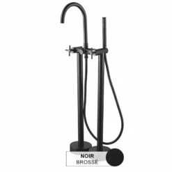 Robinet Mélangeur De Baignoire Au Sol Et Douchette, Noir Brossé, Cross II -Produits De Salle De Bain Soldes 2024 robinet melangeur de baignoire au sol et douchette noir brosse cross ii 4