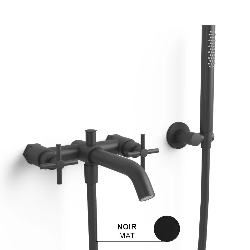 Robinet Mélangeur De Baignoire Mural Et Douchette, Noir Mat,Chatelet 3 Robinet Mélangeur De Baignoire Mural Et Douchette, Noir Mat,Chatelet