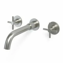 Robinet Mélangeur Lavabo Mural Encastré Inox Brossé, Châtelet