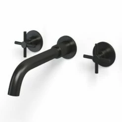 Robinet Mélangeur Lavabo Mural Encastré Noir Brossé, Cross II