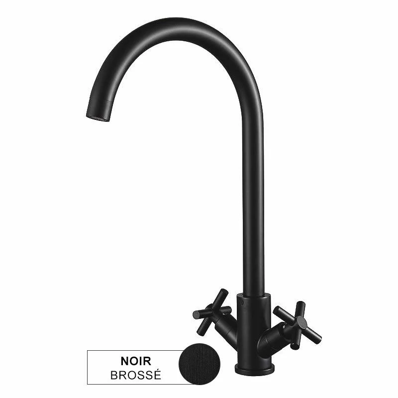Robinet Mélangeur Lavabo, Noir Brossé, Cross II 4 Robinet Mélangeur Lavabo, Noir Brossé, Cross II – Image 2