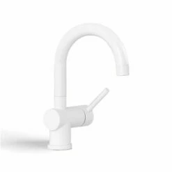 Robinet Mitigeur Lavabo Col De Cygne Blanc Mat, Châtelet