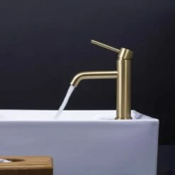 Robinet Mitigeur Lavabo Doré Brossé, Châtelet -Produits De Salle De Bain Soldes 2024 robinet mitigeur lavabo dore brosse chatelet 3