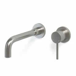 Robinet Mitigeur Lavabo Mural, Inox Brossé, Châtelet