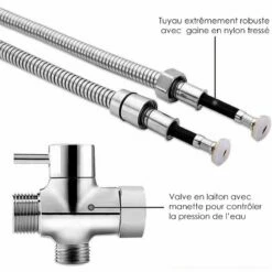 Set Douchette Hygiénique Inox Brossé Pour WC à Poser, Steel -Produits De Salle De Bain Soldes 2024 set douchette hygienique inox brosse pour wc a poser steel 2