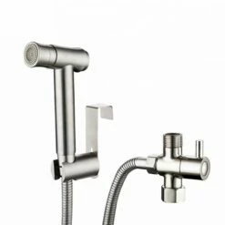 Set Douchette Hygiénique Inox Brossé Pour WC à Poser, Steel
