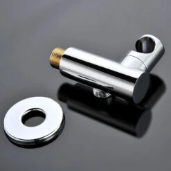 Support Douchette Rond Avec Prise D'eau, Chromé -Produits De Salle De Bain Soldes 2024 support douchette rond avec prise d eau chrome 2