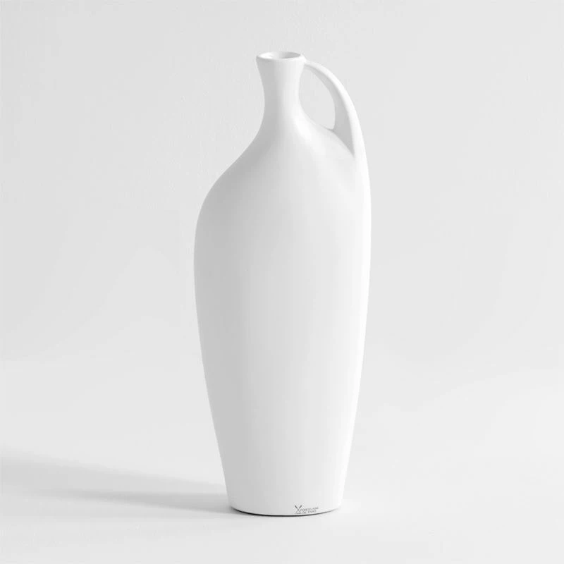 Vase En Céramique Avec Anse, Blanc 4 Vase En Céramique Avec Anse, Blanc – Image 2