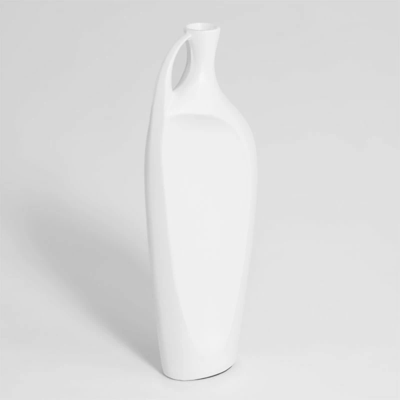 Vase En Céramique Avec Anse, Blanc 5 Vase En Céramique Avec Anse, Blanc – Image 3