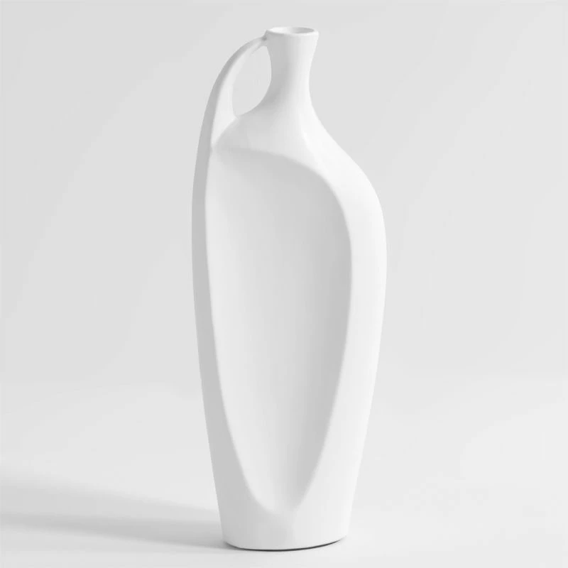 Vase En Céramique Avec Anse, Blanc 3 Vase En Céramique Avec Anse, Blanc