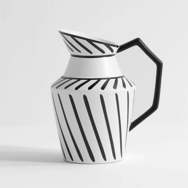 Vase En Céramique Avec Anse, Noir Et Blanc 4 Vase En Céramique Avec Anse, Noir Et Blanc – Image 2