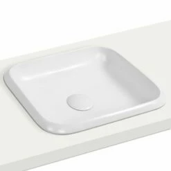 Vasque à Encastrer Par Dessus 53x42 Cm Rectangulaire Céramique Blanc Mat, Aline