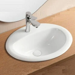 Vasque à Encastrer Par Dessus 52 X 46 Cm Ovale Céramique, Pure -Produits De Salle De Bain Soldes 2024 vasque a encastrer par dessus ovale 53 x 445 cm ceramique pure 1