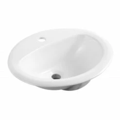 Vasque à Encastrer Par Dessus 52 X 46 Cm Ovale Céramique, Pure -Produits De Salle De Bain Soldes 2024 vasque a encastrer par dessus ovale 53 x 445 cm ceramique pure 3