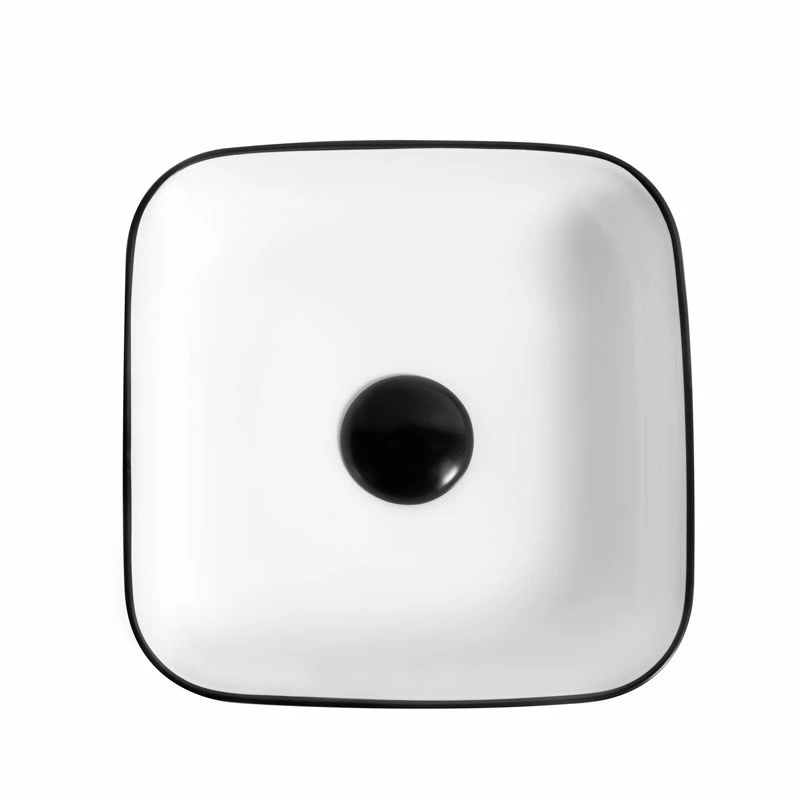 Vasque à Poser 37,5 X 37,5 Cm Carrée, Céramique, Blanc Avec Liseré Noir, Made In France, Fil 6 Vasque à Poser 37,5 X 37,5 Cm Carrée, Céramique, Blanc Avec Liseré Noir, Made In France, Fil – Image 4