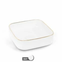 Vasque à Poser 37,5 X 37,5 Cm Carrée, Céramique, Blanc Mat Avec Liseré Or, Made In France, Fil -Produits De Salle De Bain Soldes 2024 vasque a poser 375 x 375 cm carree ceramique blanc mat avec lisere or made in france fil 3