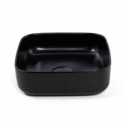 Vasque à Poser 37,5 X 37,5 Cm Carrée, Céramique, Noir Mat, Made In France, Kami -Produits De Salle De Bain Soldes 2024 vasque a poser 375 x 375 cm carree ceramique noir mat made in france kami 1
