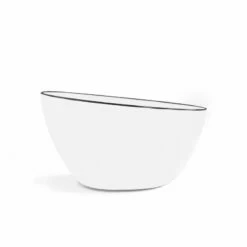 Vasque à Poser 41 X 37 Cm Ronde, Céramique, Blanc Mat Avec Liseré Noir, Made In France, Fil -Produits De Salle De Bain Soldes 2024 vasque a poser 41 x 37 cm ronde ceramique blanc mat avec lisere noir made in france fil 1