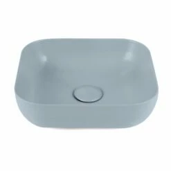 Vasque à Poser 45 X 43 Cm Carrée, Céramique, Bleu Mat, Made In France, Desvres -Produits De Salle De Bain Soldes 2024 vasque a poser 45 x 43 cm carree ceramique bleu mat made in france desvres 2