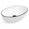 Vasque à Poser 56 X 32,5 Cm Ovale, Céramique, Blanc Mat Avec Liseré Noir, Made In France, Fil 2 Vasque à Poser 56 X 32,5 Cm Ovale, Céramique, Blanc Mat Avec Liseré Noir, Made In France, Fil -Produits De Salle De Bain Soldes 2024 vasque a poser 56 x 325 cm ovale ceramique blanc mat avec lisere noir made in france fil