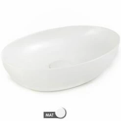 Vasque à Poser 56 X 32,5 Cm Ovale, Céramique, Blanc Mat, Made In France, Desvres -Produits De Salle De Bain Soldes 2024 vasque a poser 56 x 325 cm ovale ceramique blanc mat made in france desvres 4