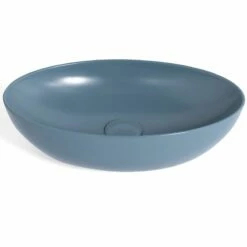 Vasque à Poser 56 X 32,5 Cm Ovale, Céramique, Bleu Mat, Made In France, Desvres -Produits De Salle De Bain Soldes 2024 vasque a poser 56 x 325 cm ovale ceramique bleu mat made in france desvres 2
